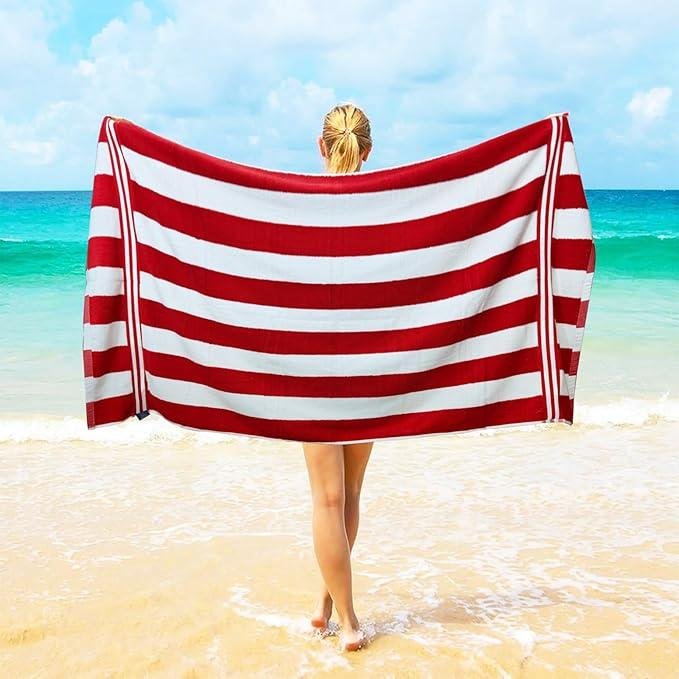 Organix Cabana Striped Beach Towel , Large Highly Absorbent Pool Towels